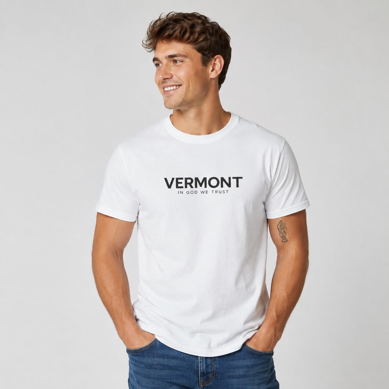 Vermont All State In God We Trust Front Design Unisex Everyday Tee