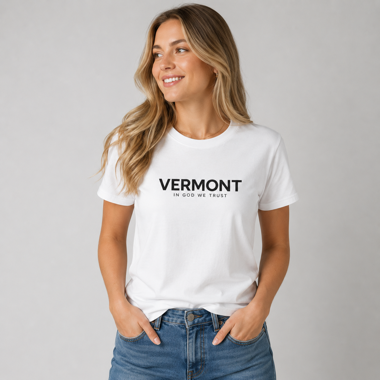Vermont All State In God We Trust Front Design Unisex Everyday Tee