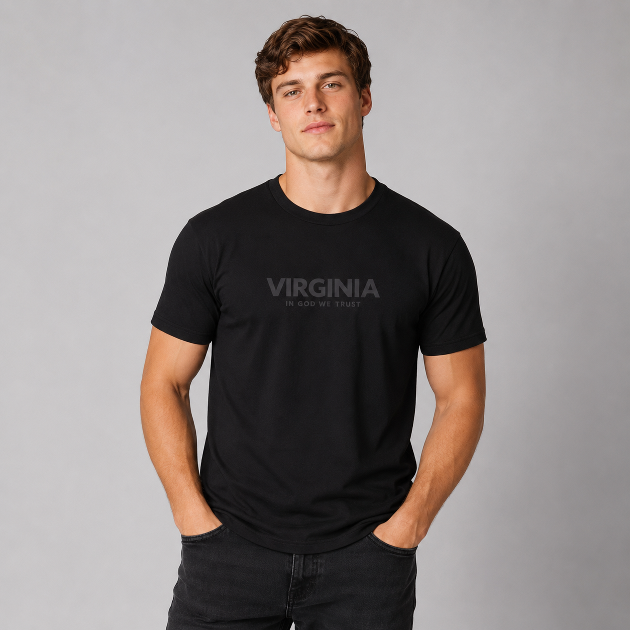 Virginia All State In God We Trust Front Design Unisex Everyday Tee