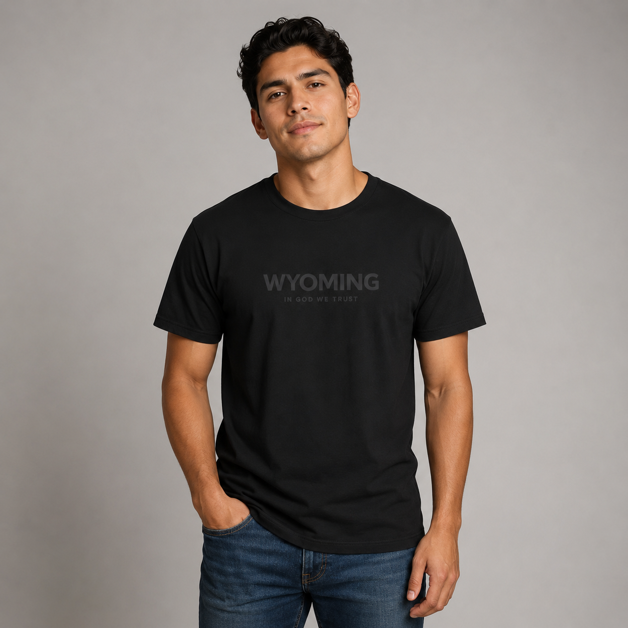 Wyoming All State In God We Trust Front Design Unisex Everyday Tee