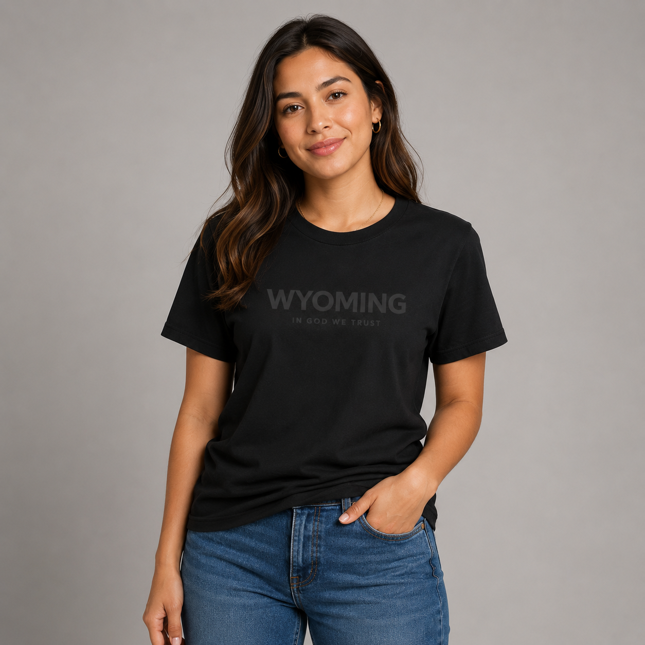 Wyoming All State In God We Trust Front Design Unisex Everyday Tee