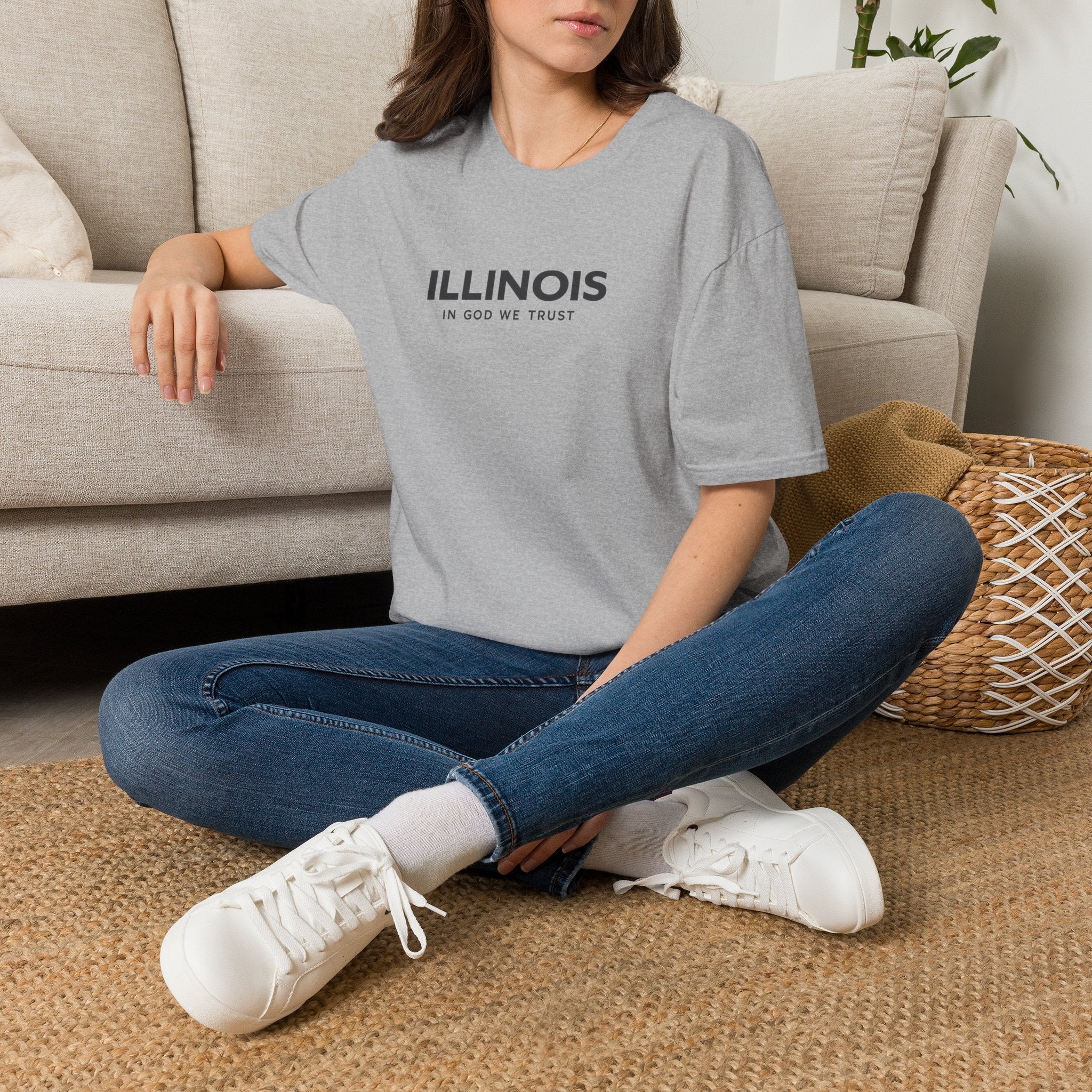 Illinois All State In God We Trust Front Design Unisex Everyday Tee